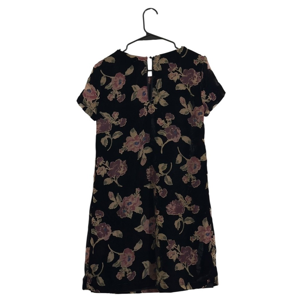 Massimo Fabbro Italy Black Velvet Shift Dress Floral Burnout Dark Fairy Size 4 - Picture 2 of 7